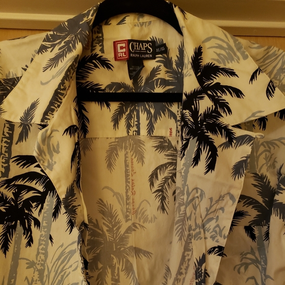 Chaps Ralph Lauren Men Tropical Hawaiian Button Shirt Palm Trees, sz XL - Picture 6 of 7